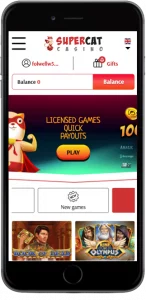 SuperCat Casino aplicación movil